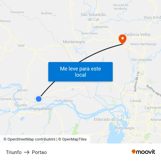 Triunfo to Portao map