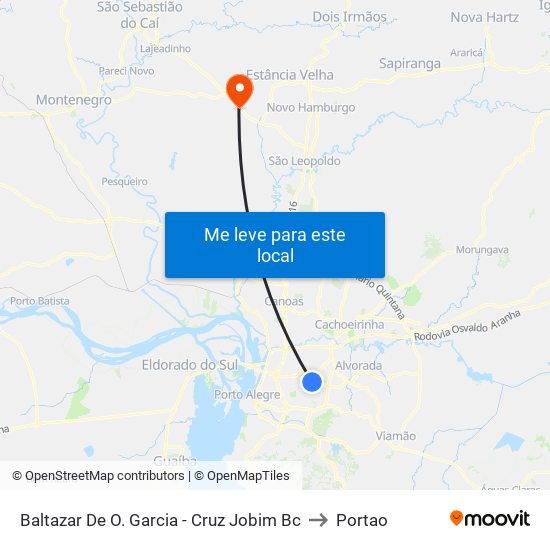 Baltazar De O. Garcia - Cruz Jobim Bc to Portao map