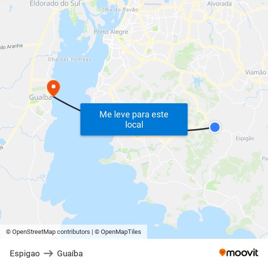 Espigao to Guaíba map