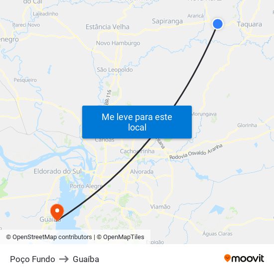 Poço Fundo to Guaíba map
