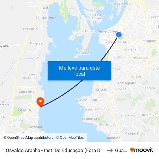 Osvaldo Aranha - Inst. De Educação (Fora Do Corredor) to Guaíba map