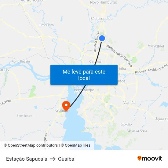 Estação Sapucaia to Guaíba map