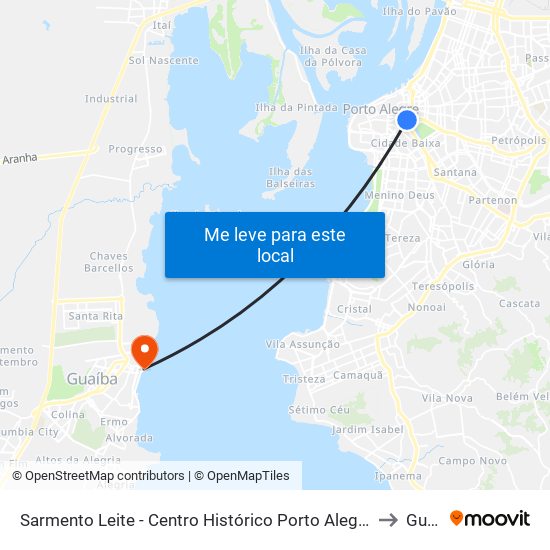 Sarmento Leite - Centro Histórico Porto Alegre - Rs 90050-200 Brasil to Guaíba map