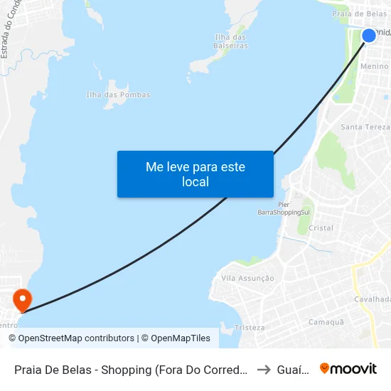 Praia De Belas - Shopping (Fora Do Corredor) to Guaíba map
