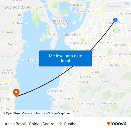 Assis Brasil - Obirici [Centro] to Guaíba map