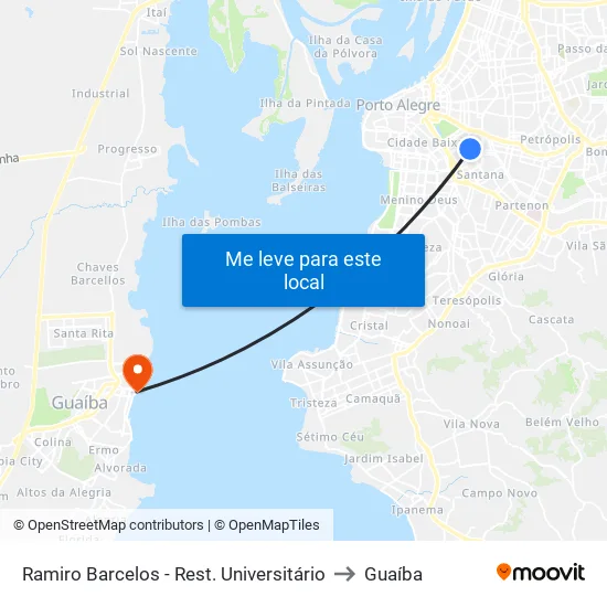 Ramiro Barcelos - Rest. Universitário to Guaíba map