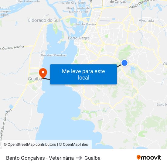 Bento Gonçalves - Veterinária to Guaíba map