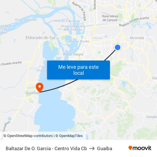 Baltazar De O. Garcia - Centro Vida Cb to Guaíba map