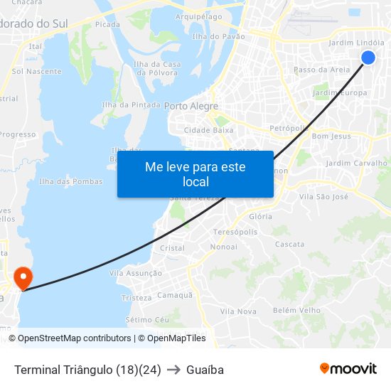 Terminal Triângulo (18)(24) to Guaíba map