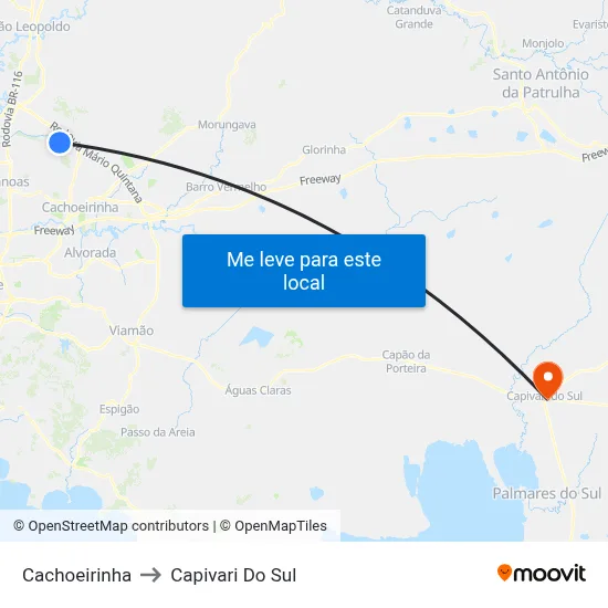 Cachoeirinha to Capivari Do Sul map