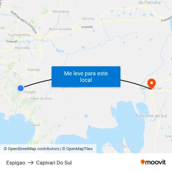 Espigao to Capivari Do Sul map
