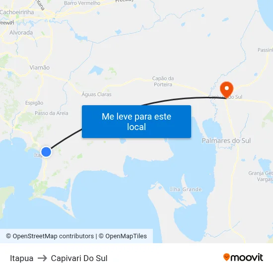 Itapua to Capivari Do Sul map