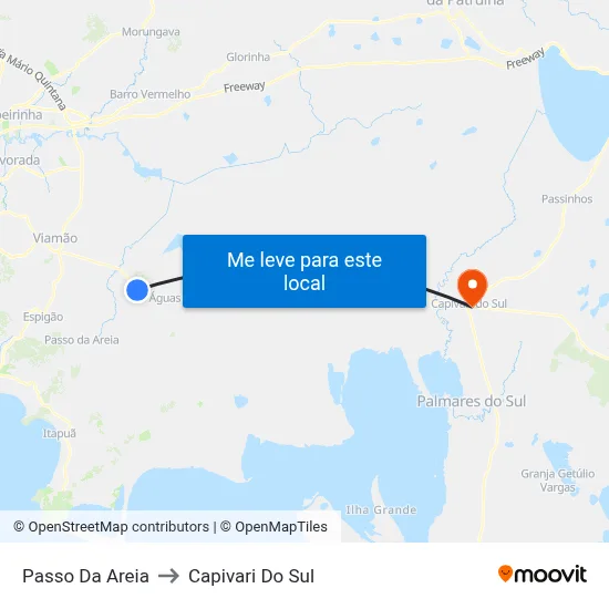 Passo Da Areia to Capivari Do Sul map