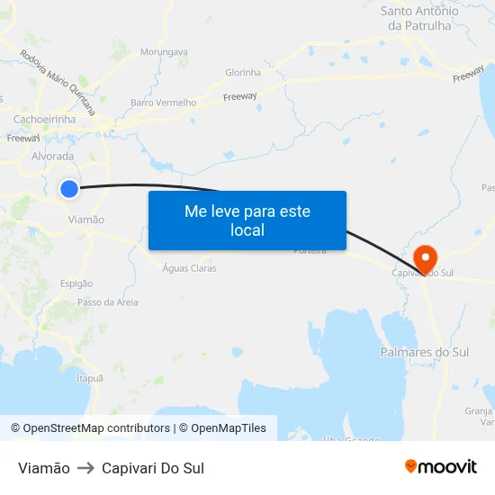 Viamão to Capivari Do Sul map