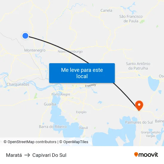Maratá to Capivari Do Sul map