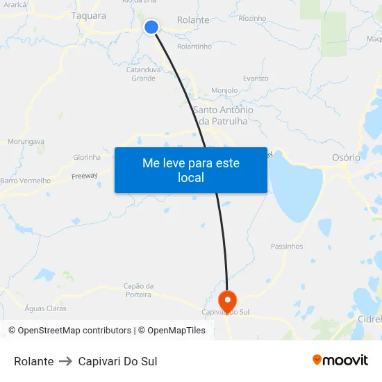 Rolante to Capivari Do Sul map