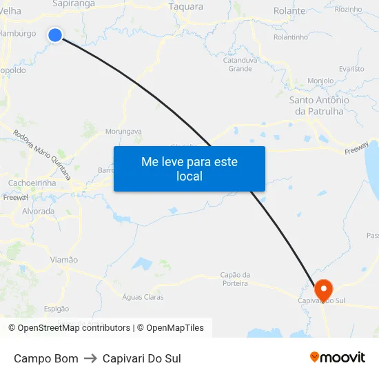 Campo Bom to Capivari Do Sul map