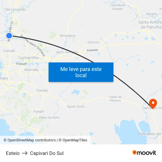 Esteio to Capivari Do Sul map