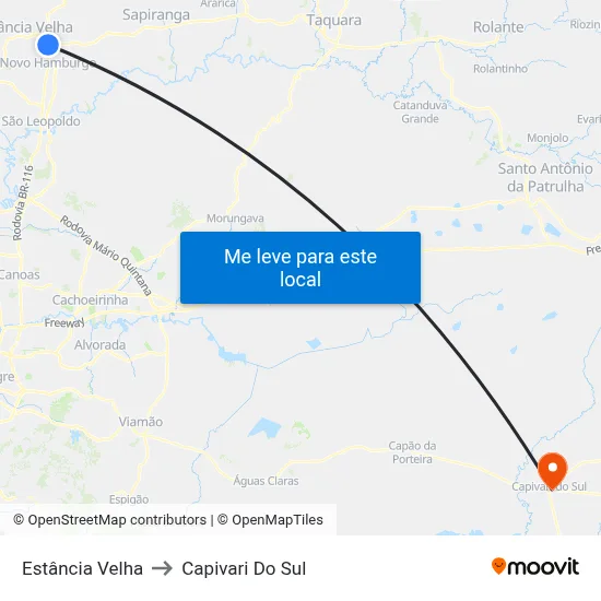 Estância Velha to Capivari Do Sul map