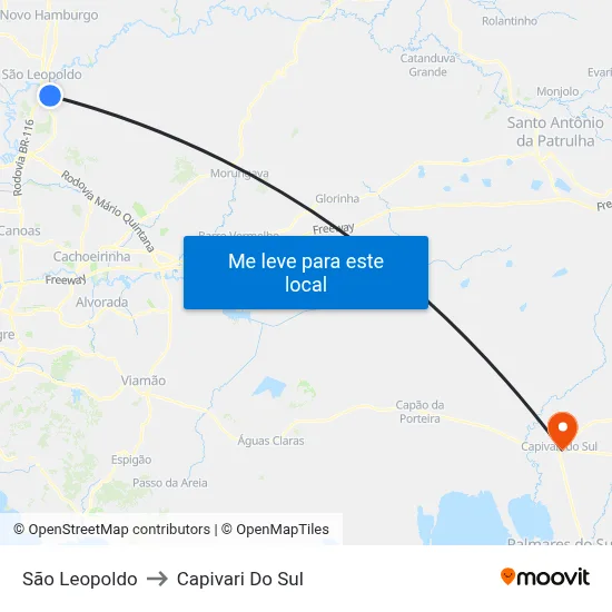São Leopoldo to Capivari Do Sul map