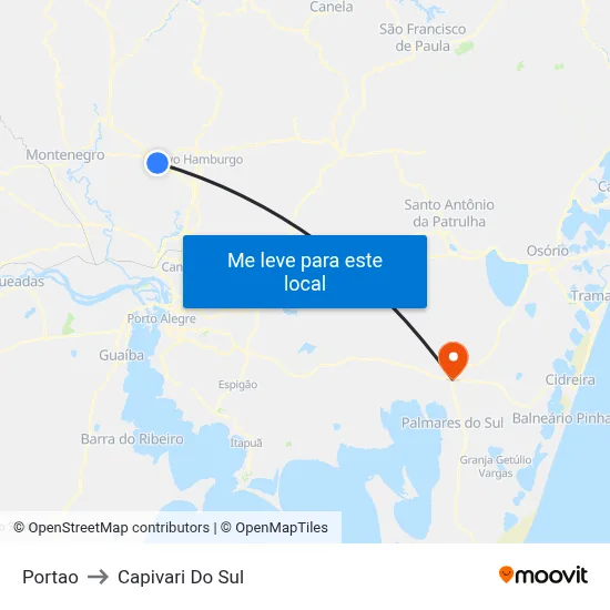 Portao to Capivari Do Sul map