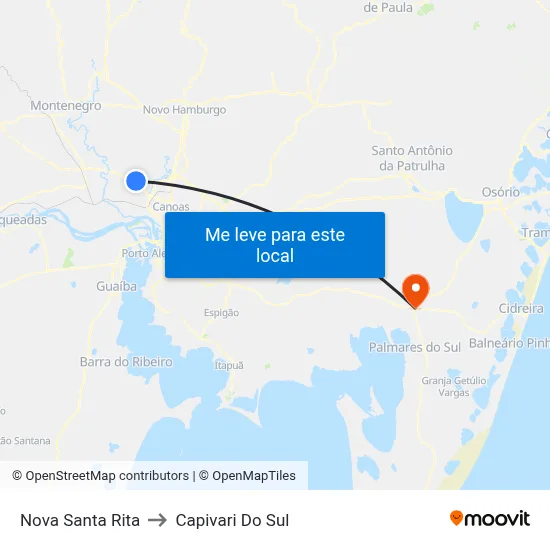 Nova Santa Rita to Capivari Do Sul map