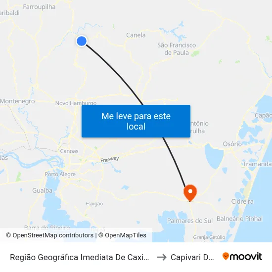 Região Geográfica Imediata De Caxias Do Sul to Capivari Do Sul map