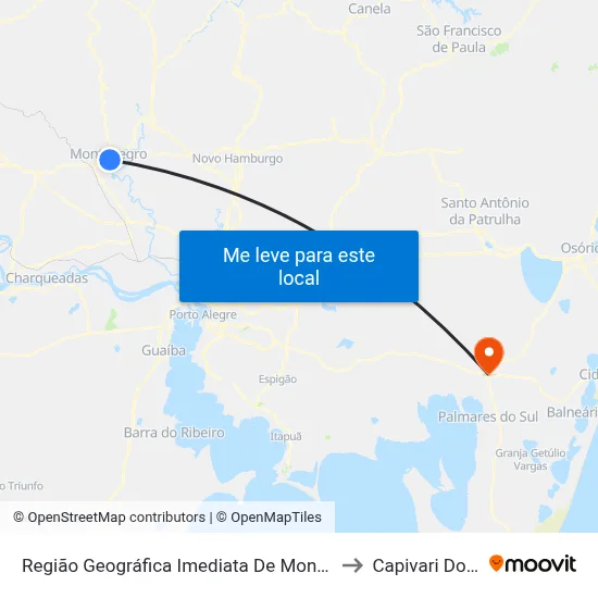 Região Geográfica Imediata De Montenegro to Capivari Do Sul map