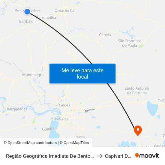 Região Geográfica Imediata De Bento Gonçalves to Capivari Do Sul map
