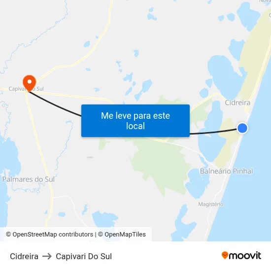 Cidreira to Capivari Do Sul map