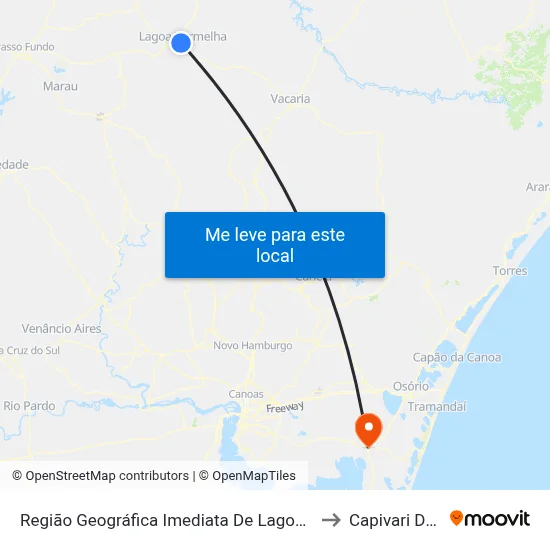 Região Geográfica Imediata De Lagoa Vermelha to Capivari Do Sul map