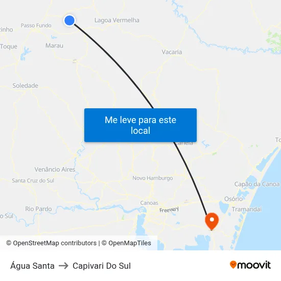 Água Santa to Capivari Do Sul map