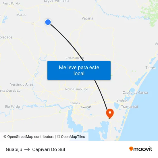 Guabiju to Capivari Do Sul map