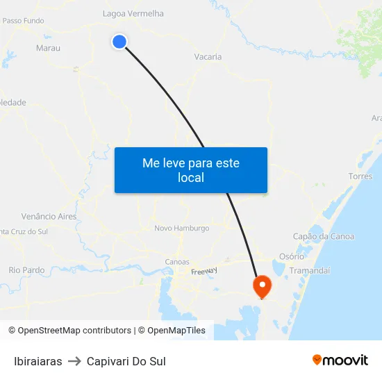 Ibiraiaras to Capivari Do Sul map