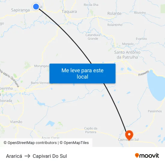 Araricá to Capivari Do Sul map