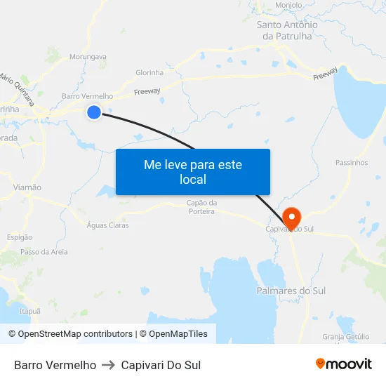 Barro Vermelho to Capivari Do Sul map