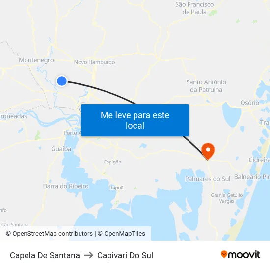 Capela De Santana to Capivari Do Sul map