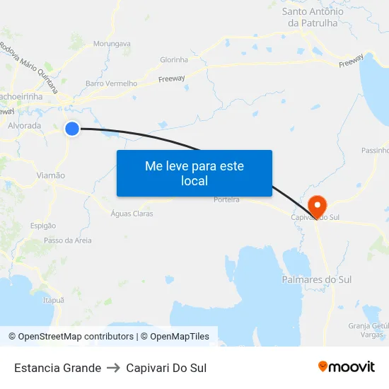 Estancia Grande to Capivari Do Sul map