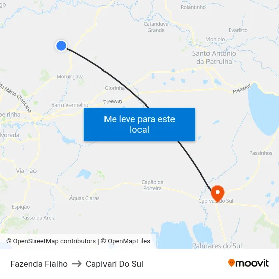 Fazenda Fialho to Capivari Do Sul map