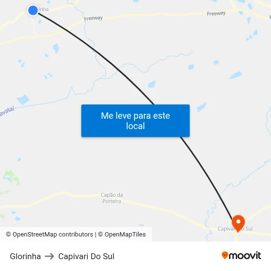 Glorinha to Capivari Do Sul map
