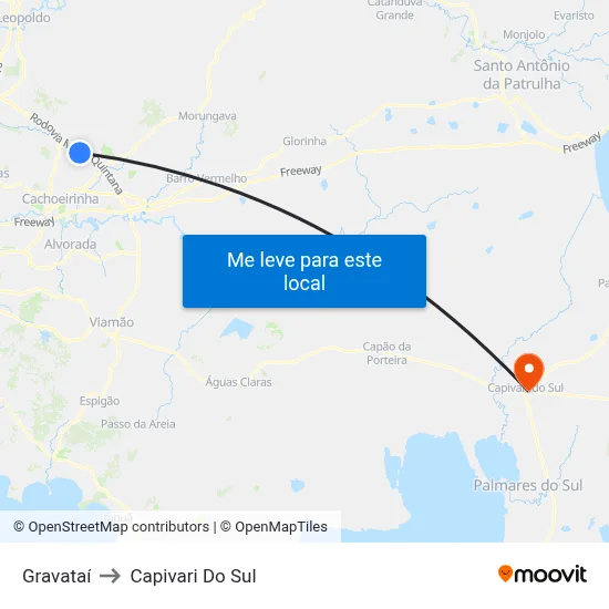 Gravataí to Capivari Do Sul map