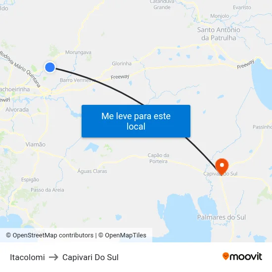Itacolomi to Capivari Do Sul map