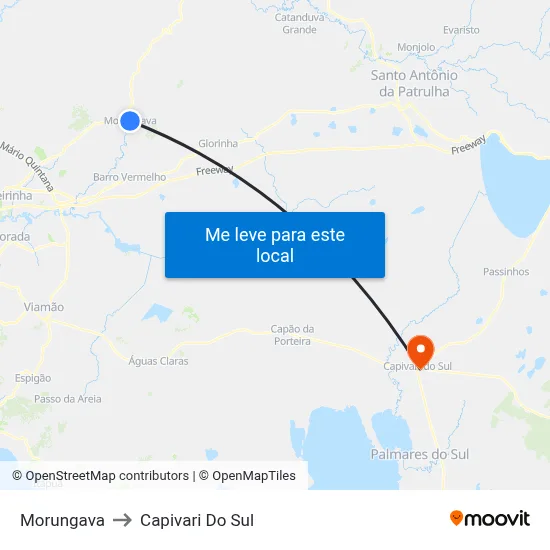 Morungava to Capivari Do Sul map