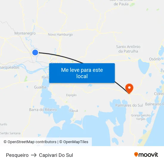 Pesqueiro to Capivari Do Sul map
