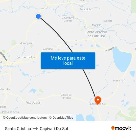 Santa Cristina to Capivari Do Sul map