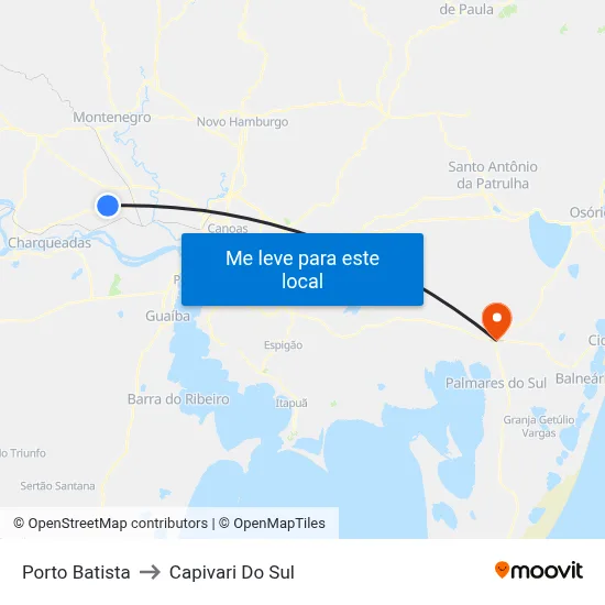 Porto Batista to Capivari Do Sul map