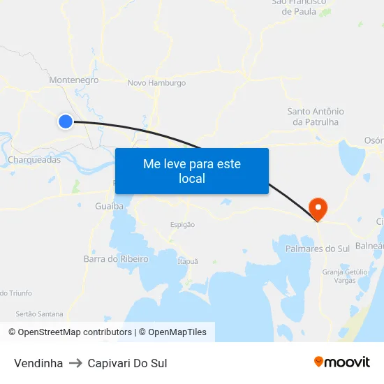 Vendinha to Capivari Do Sul map