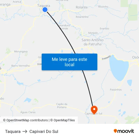 Taquara to Capivari Do Sul map