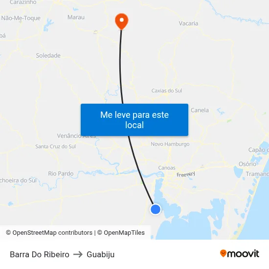 Barra Do Ribeiro to Guabiju map