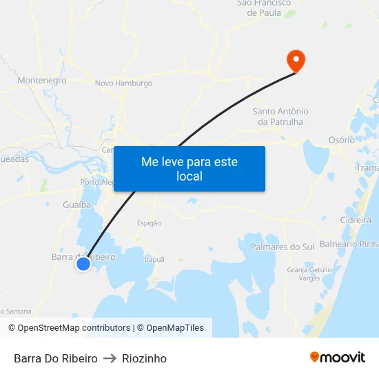 Barra Do Ribeiro to Riozinho map